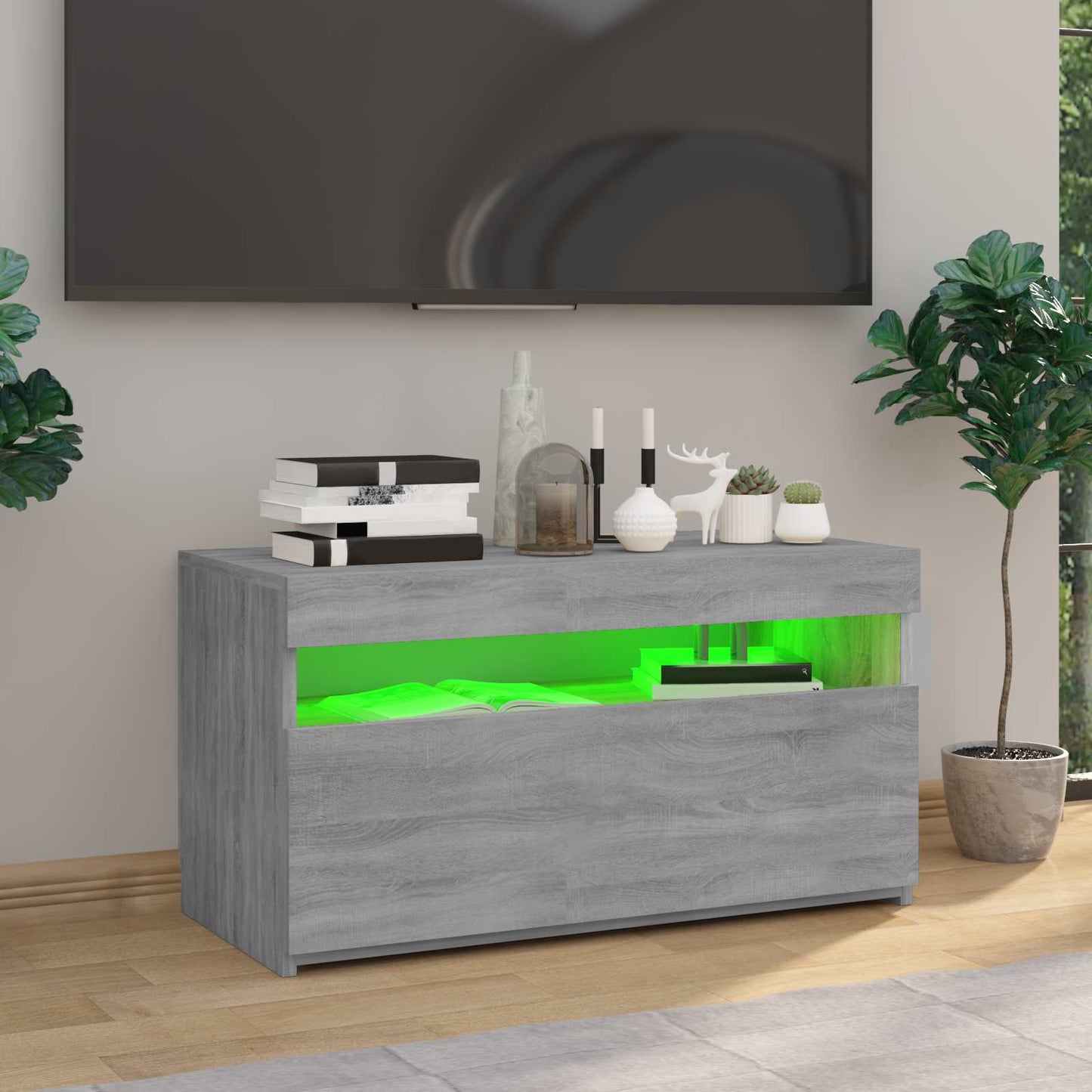 Tv Skříňka S Led Osvětlením Šedá Sonoma 75 X 35 X 40 Cm
