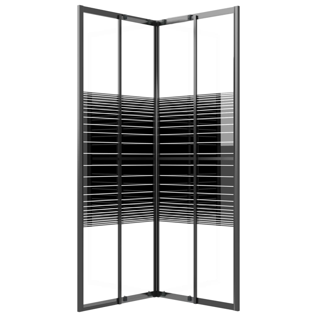 Sprchový Kout S Pruhovaným Vzorem Esg 80 X 80 X 180 Cm Černý