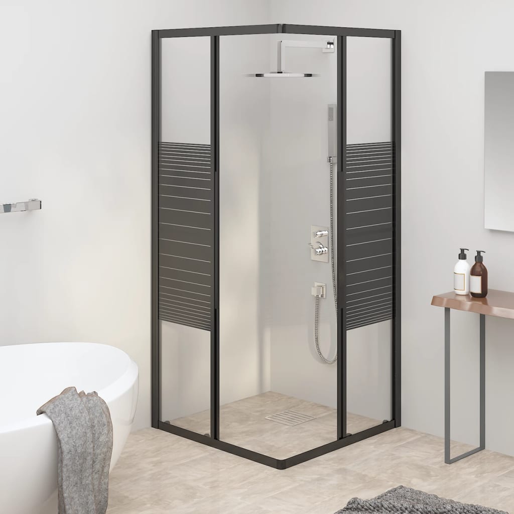 Sprchový Kout S Pruhovaným Vzorem Esg 80 X 80 X 180 Cm Černý