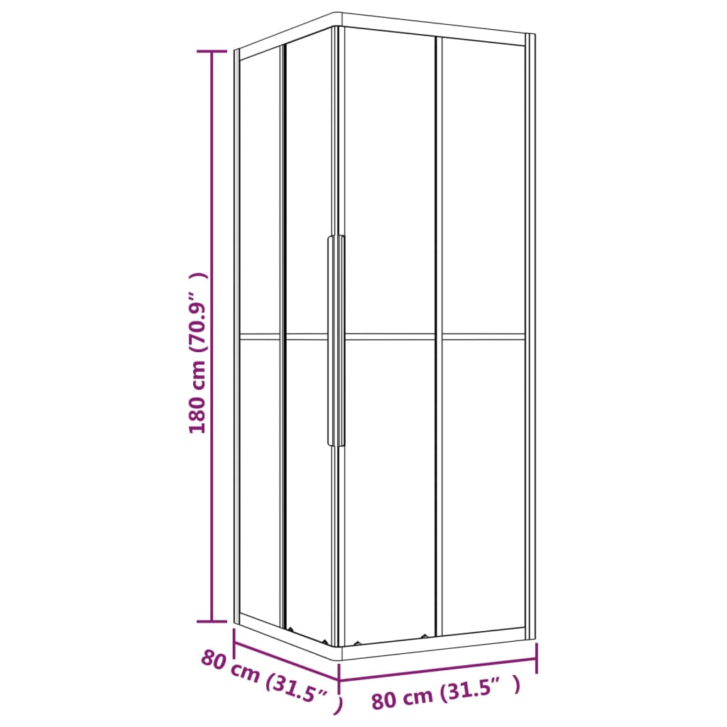 Sprchový Kout S Pruhovaným Vzorem Esg 80 X 80 X 180 Cm Černý