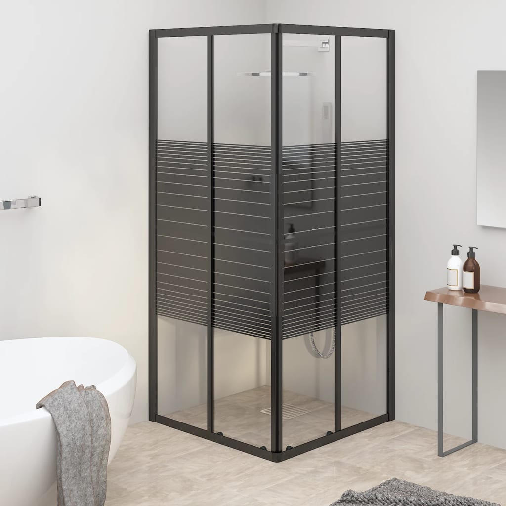 Sprchový Kout S Pruhovaným Vzorem Esg 80 X 80 X 180 Cm Černý