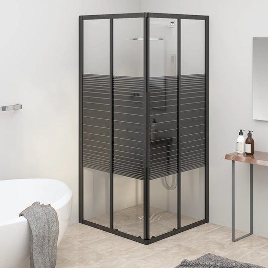 Sprchový Kout S Pruhovaným Vzorem Esg 80 X 80 X 180 Cm Černý