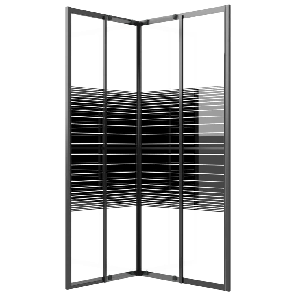 Sprchový Kout S Pruhovaným Vzorem Esg 90 X 70 X 180 Cm Černý
