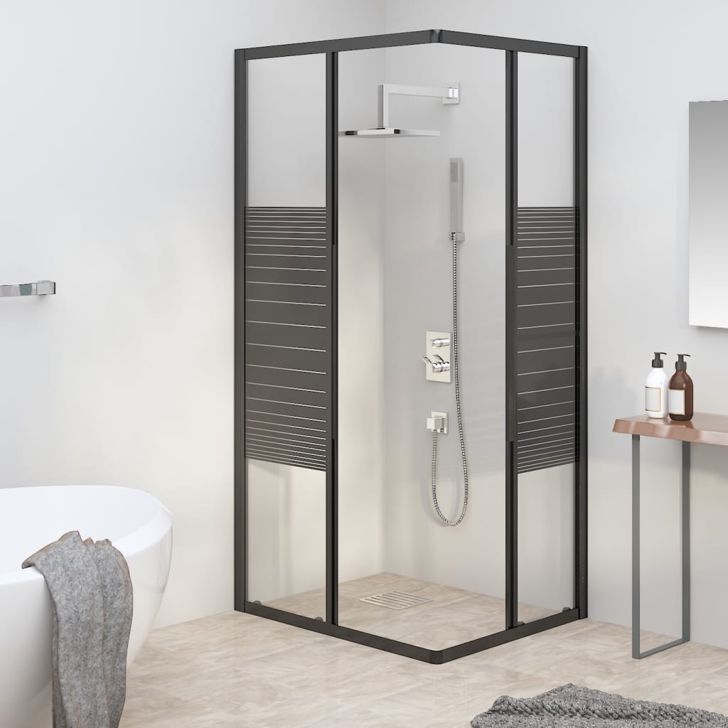 Sprchový Kout S Pruhovaným Vzorem Esg 90 X 70 X 180 Cm Černý