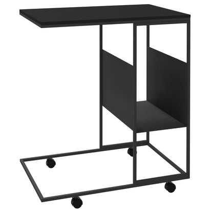 Odkládací Stolek S Kolečky Černý 55X36X63,5 Cm Kompozitní Dřevo Černá