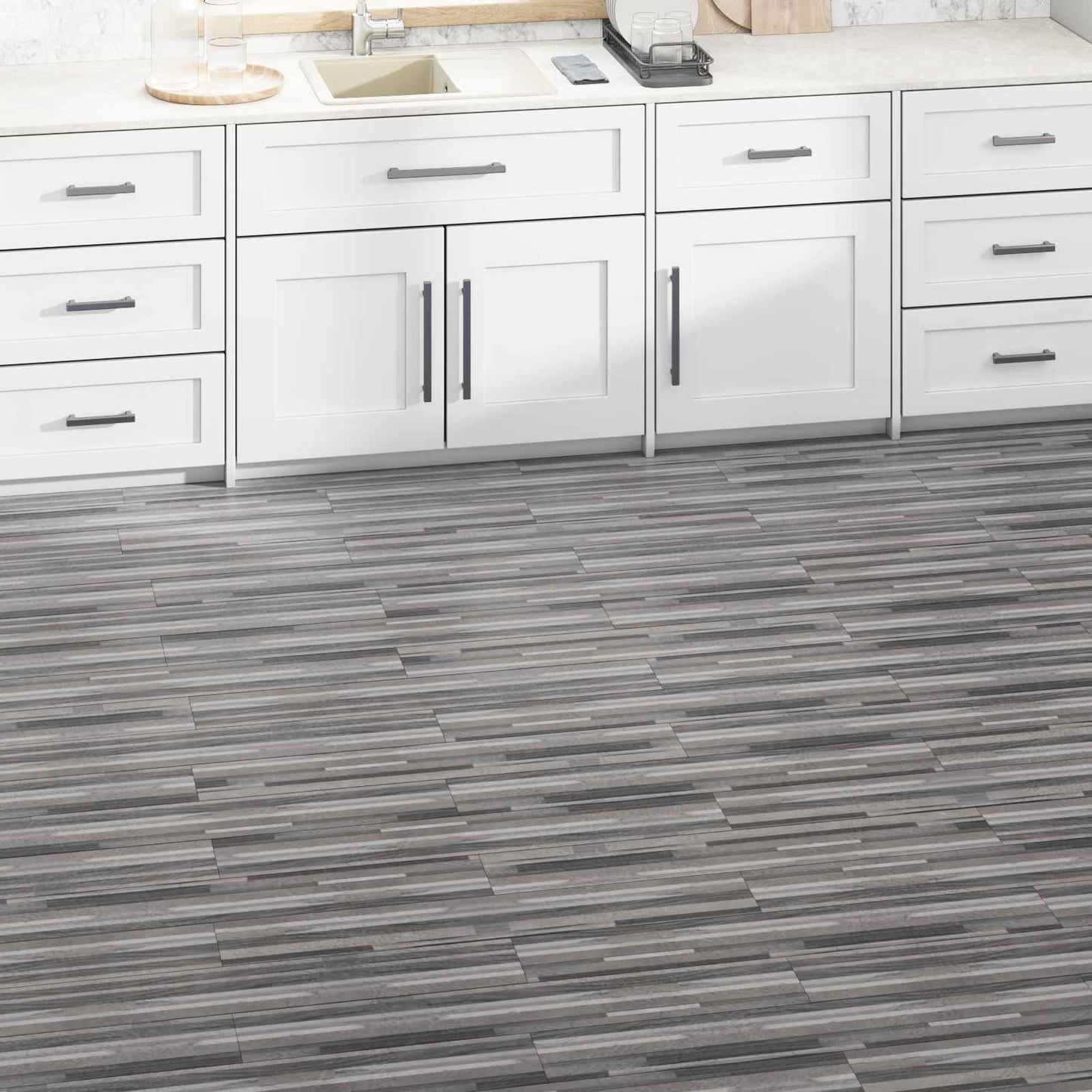 Podlahová Prkna 2,51 M² 18 Pcs Pvc Pruhovaná Šedá