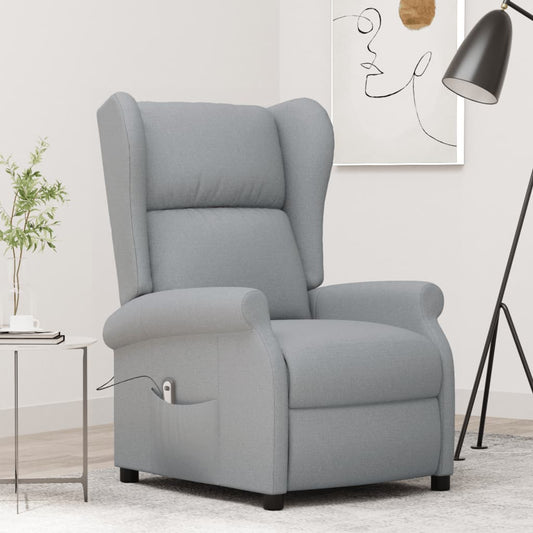Elektrické Polohovací Křeslo Ušák Světle Šedé Textil