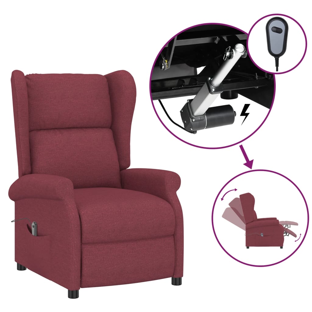 Elektrické Polohovací Křeslo Ušák Vínové Textil