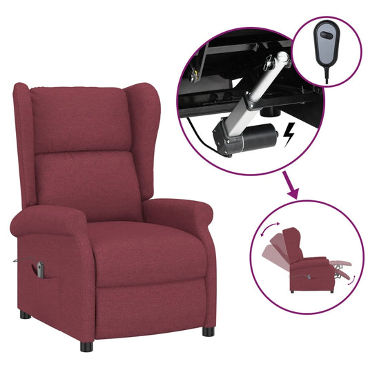 Elektrické Polohovací Křeslo Ušák Vínové Textil