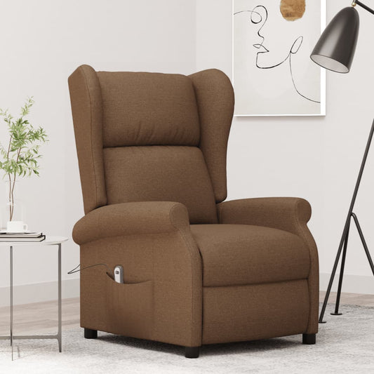 Elektrické Polohovací Křeslo Ušák Hnědé Textil