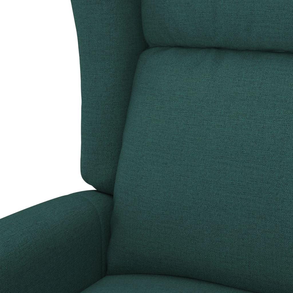 Elektrické Polohovací Křeslo Ušák Tmavě Zelené Textil