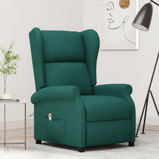 Elektrické Polohovací Křeslo Ušák Tmavě Zelené Textil