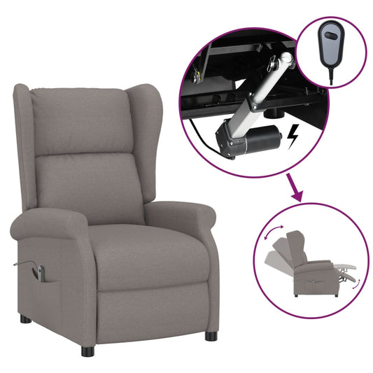 Elektrické Polohovací Křeslo Ušák Taupe Textil