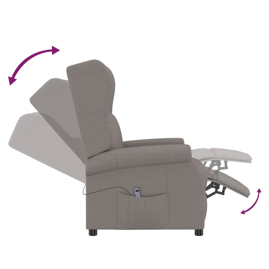 Elektrické Polohovací Křeslo Ušák Taupe Textil