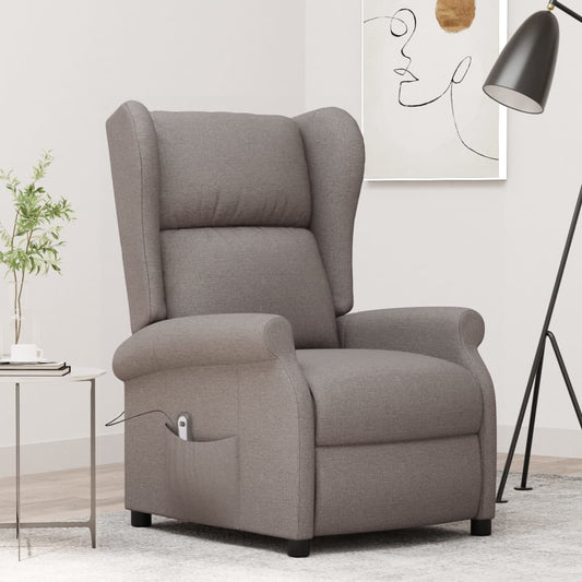 Elektrické Polohovací Křeslo Ušák Taupe Textil