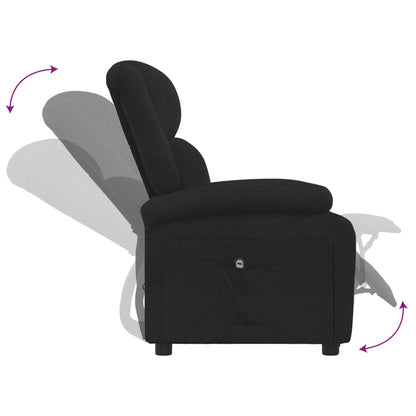 Elektrické Polohovací Křeslo Černé Textil
