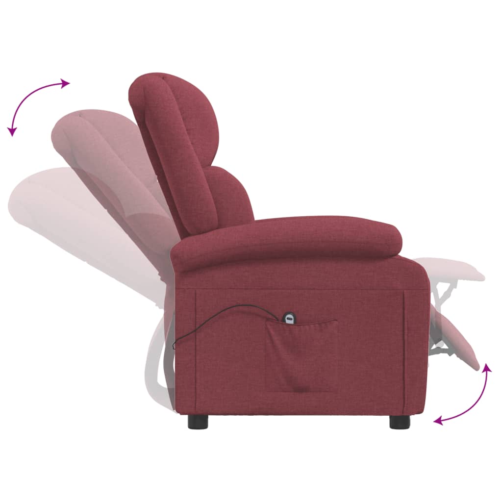 Elektrické Polohovací Křeslo Vínové Textil
