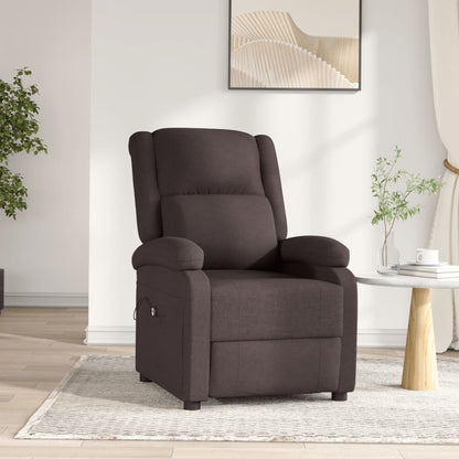 Elektrické Polohovací Křeslo Tmavě Hnědé Textil
