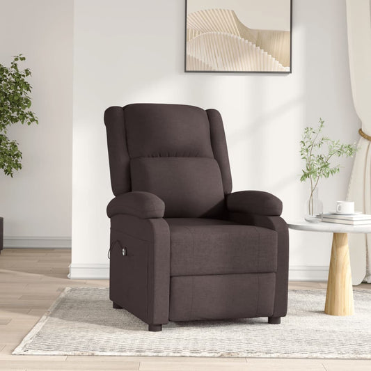 Elektrické Polohovací Křeslo Tmavě Hnědé Textil