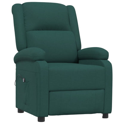 Elektrické Polohovací Křeslo Tmavě Zelené Textil