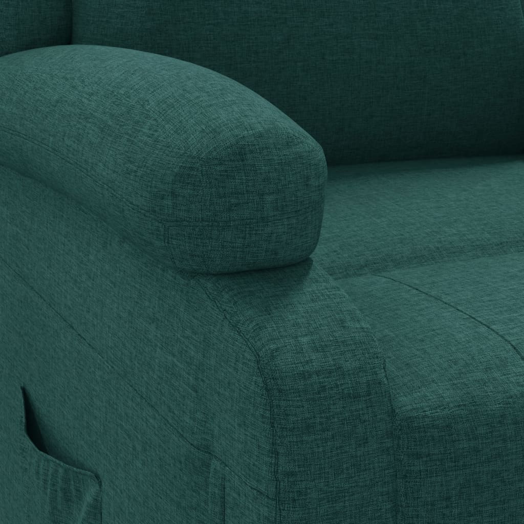 Elektrické Polohovací Křeslo Tmavě Zelené Textil