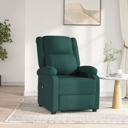 Elektrické Polohovací Křeslo Tmavě Zelené Textil