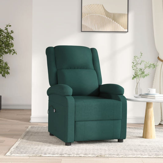 Elektrické Polohovací Křeslo Tmavě Zelené Textil