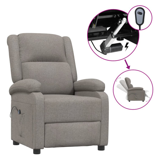 Elektrické Polohovací Křeslo Taupe Textil