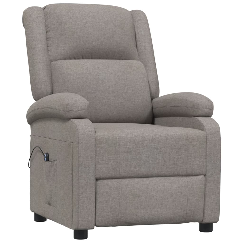 Elektrické Polohovací Křeslo Taupe Textil