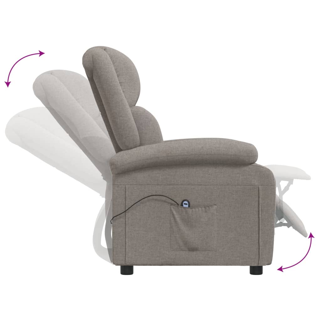 Elektrické Polohovací Křeslo Taupe Textil