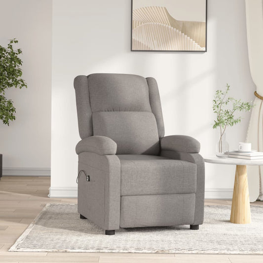 Elektrické Polohovací Křeslo Taupe Textil