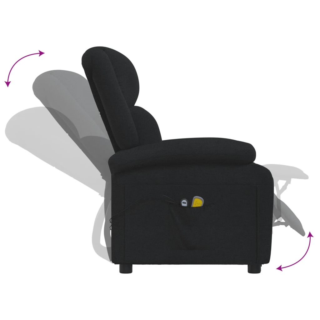 Elektrické Masážní Křeslo Černé Textil