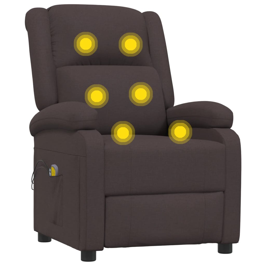 Elektrické Masážní Křeslo Tmavě Hnědé Textil