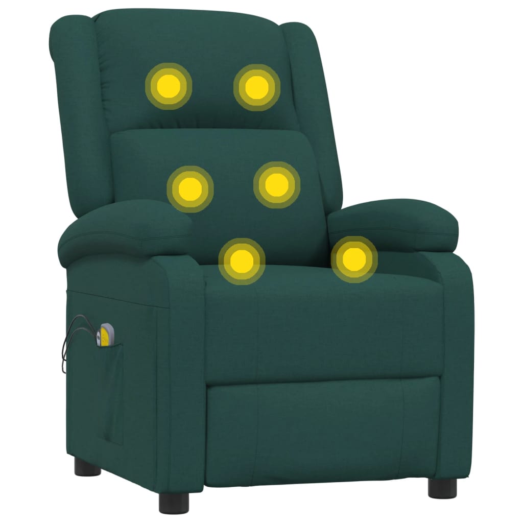 Elektrické Masážní Křeslo Tmavě Zelené Textil