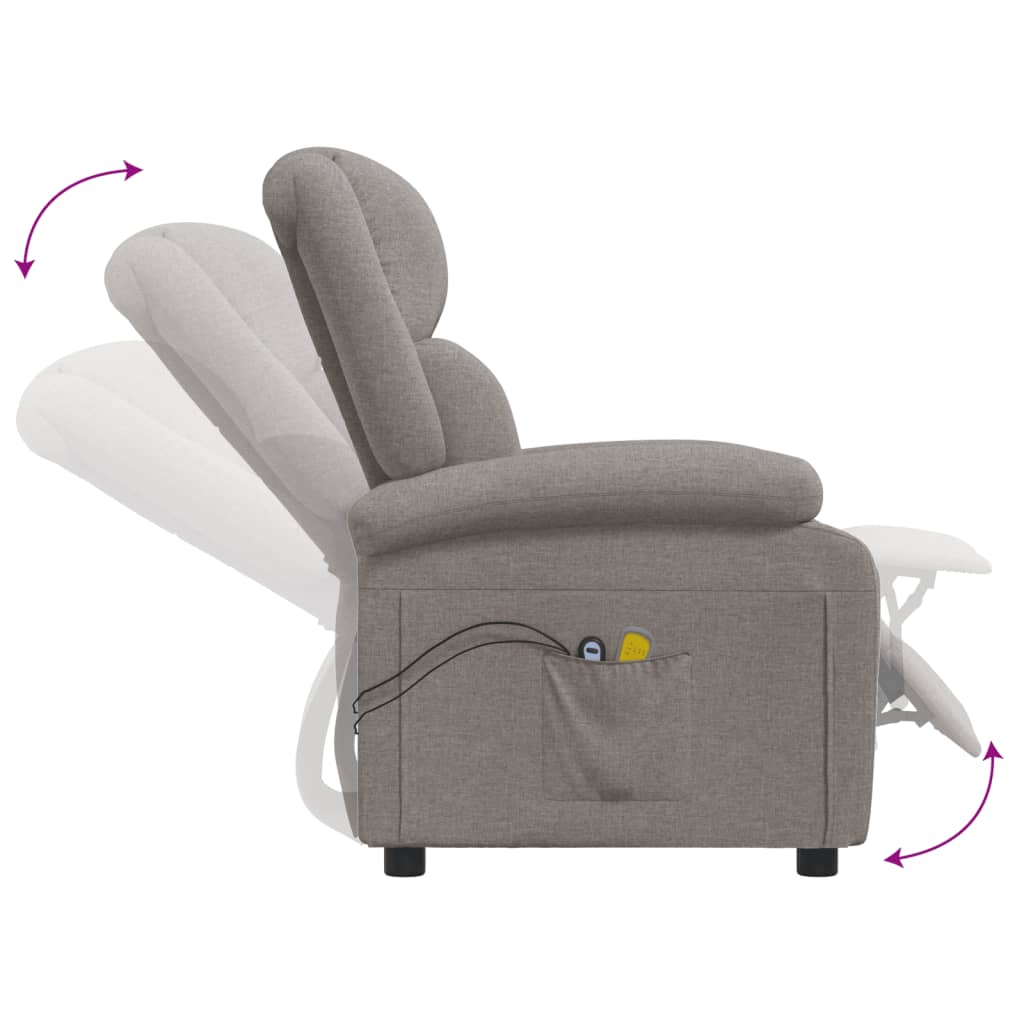 Elektrické Masážní Křeslo Taupe Textil