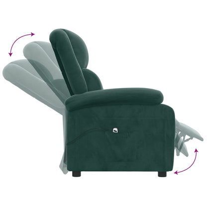 Elektrické Polohovací Křeslo Tmavě Zelené Samet