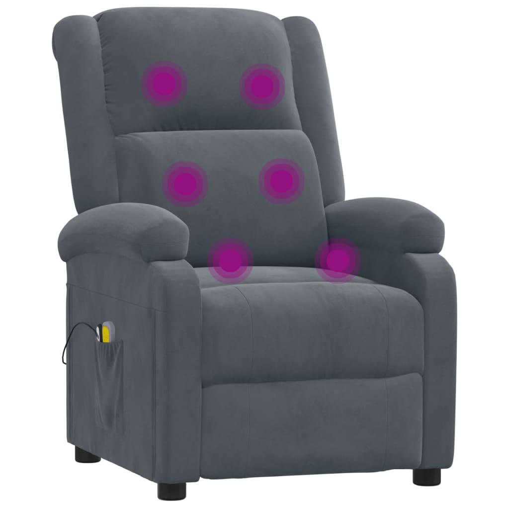 Elektrické Masážní Křeslo Tmavě Šedé Samet