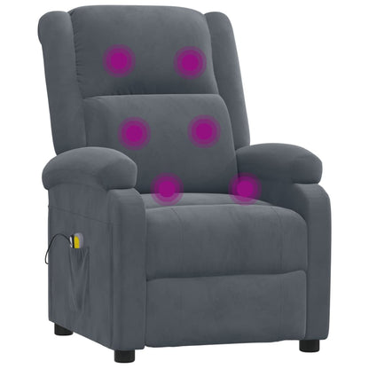 Elektrické Masážní Křeslo Tmavě Šedé Samet