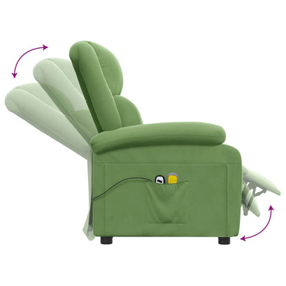 Elektrické Masážní Křeslo Světle Zelené Samet