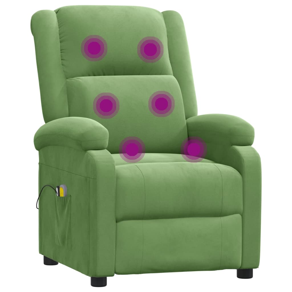 Elektrické Masážní Křeslo Světle Zelené Samet