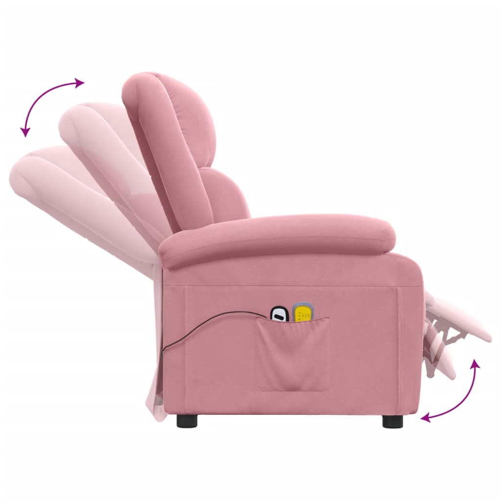 Elektrické Masážní Křeslo Růžové Samet