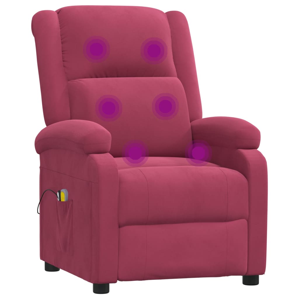 Elektrické Masážní Křeslo Vínové Samet