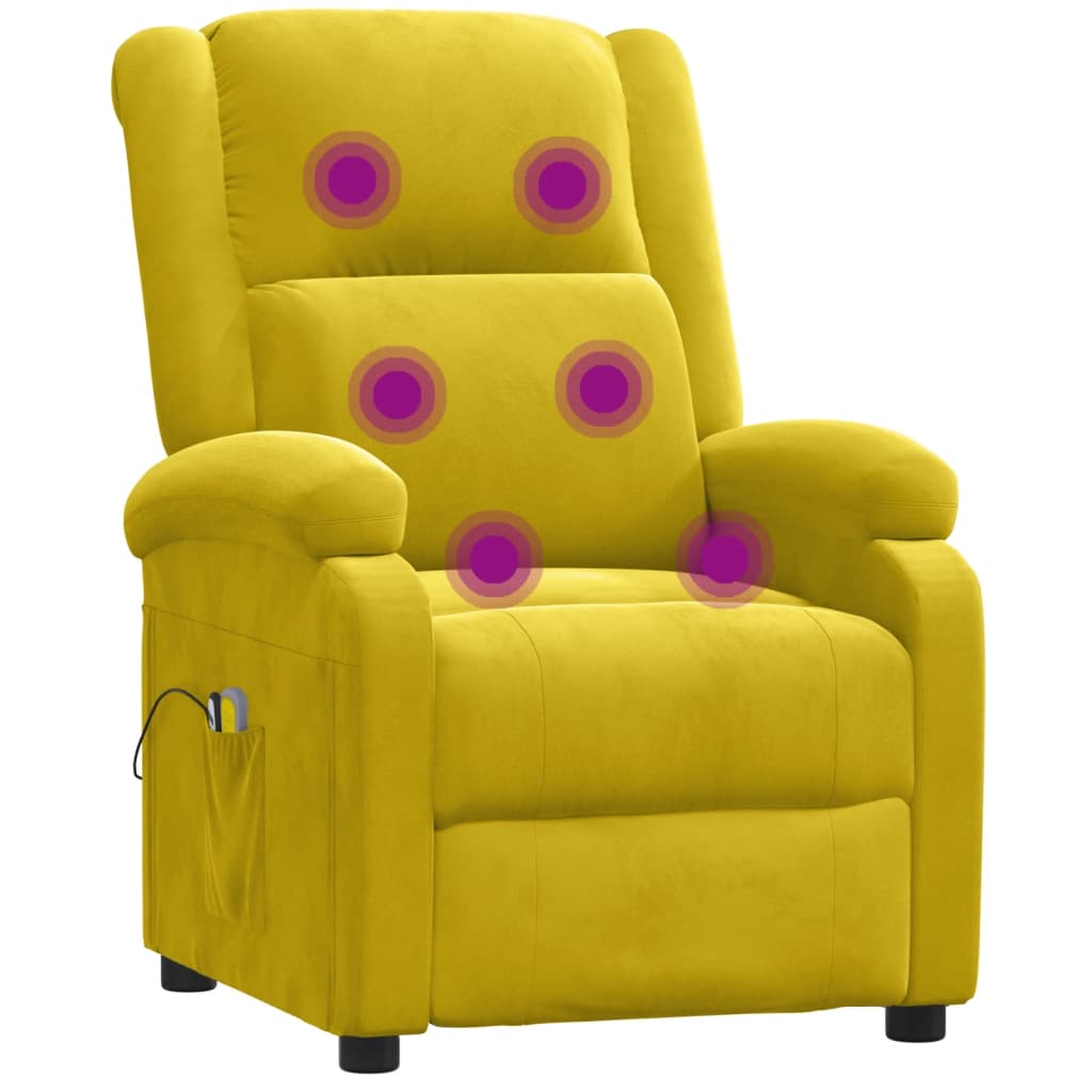 Elektrické Masážní Křeslo Žluté Samet