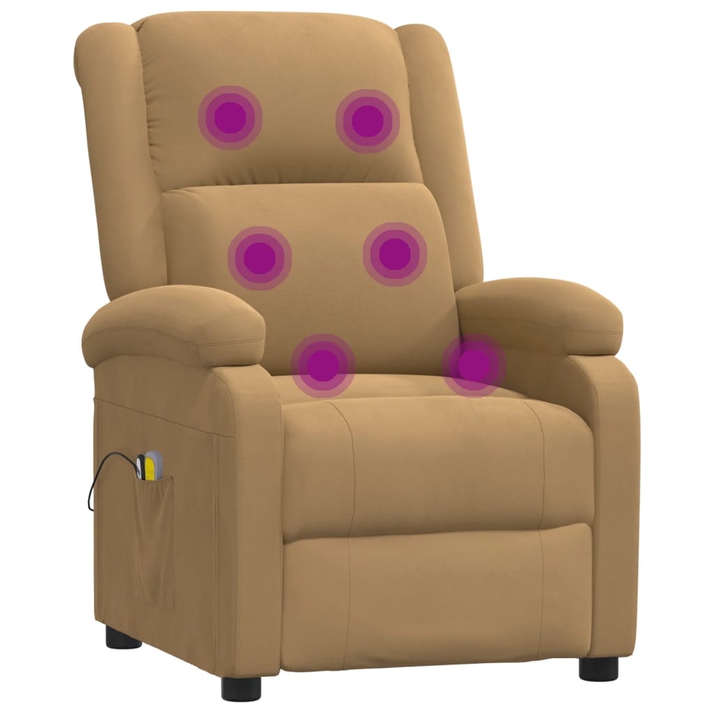 Elektrické Masážní Křeslo Hnědé Samet