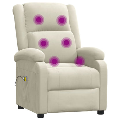Elektrické Masážní Křeslo Krémové Samet