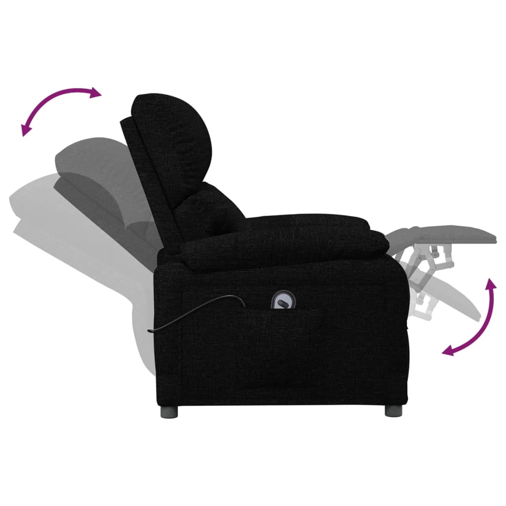 Elektrické Polohovací Křeslo Černé Textil