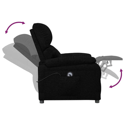 Elektrické Polohovací Křeslo Černé Textil