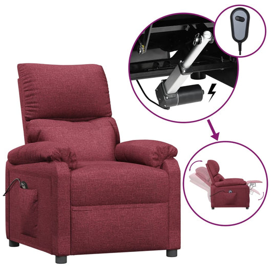 Elektrické Polohovací Křeslo Vínové Textil