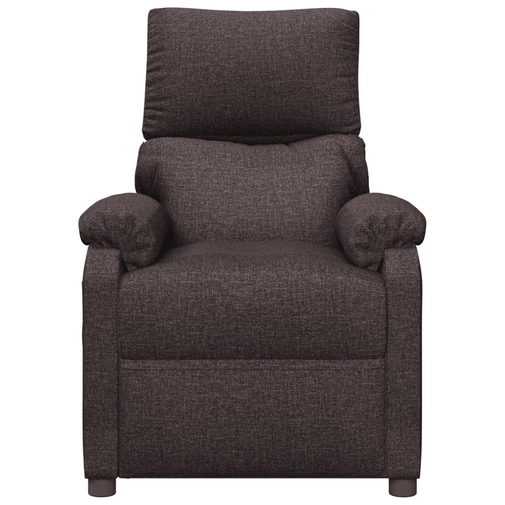 Elektrické Polohovací Křeslo Tmavě Hnědé Textil