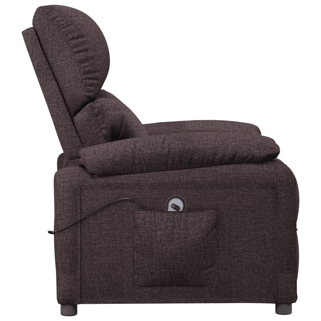 Elektrické Polohovací Křeslo Tmavě Hnědé Textil